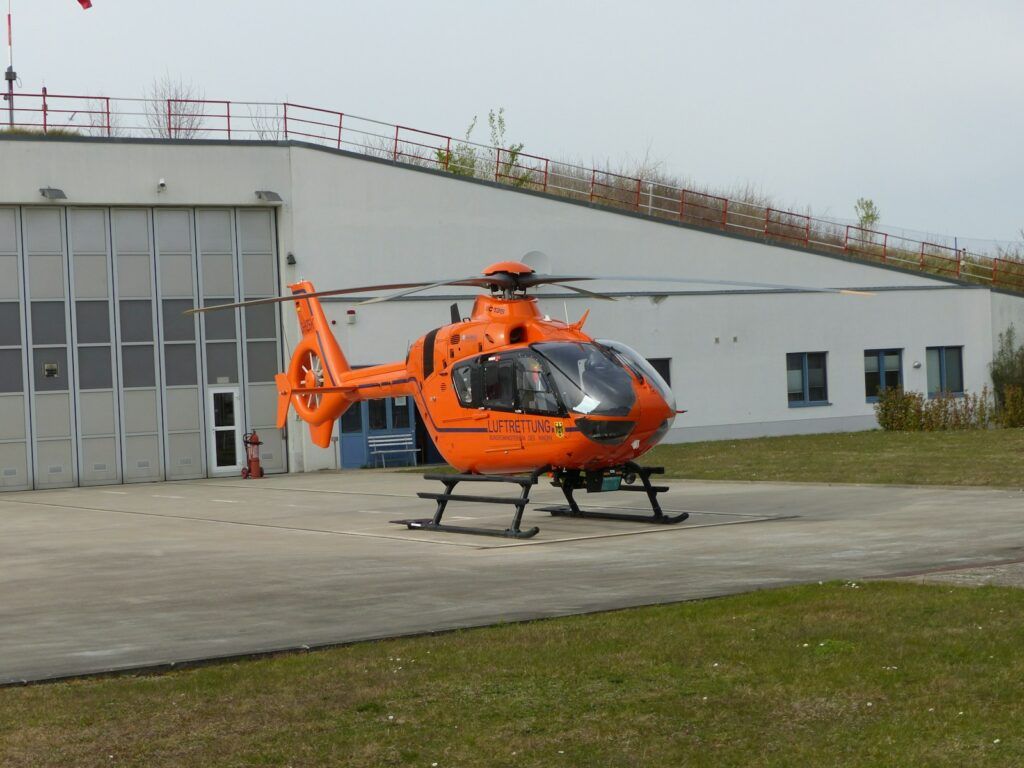 a helicopter on a stand